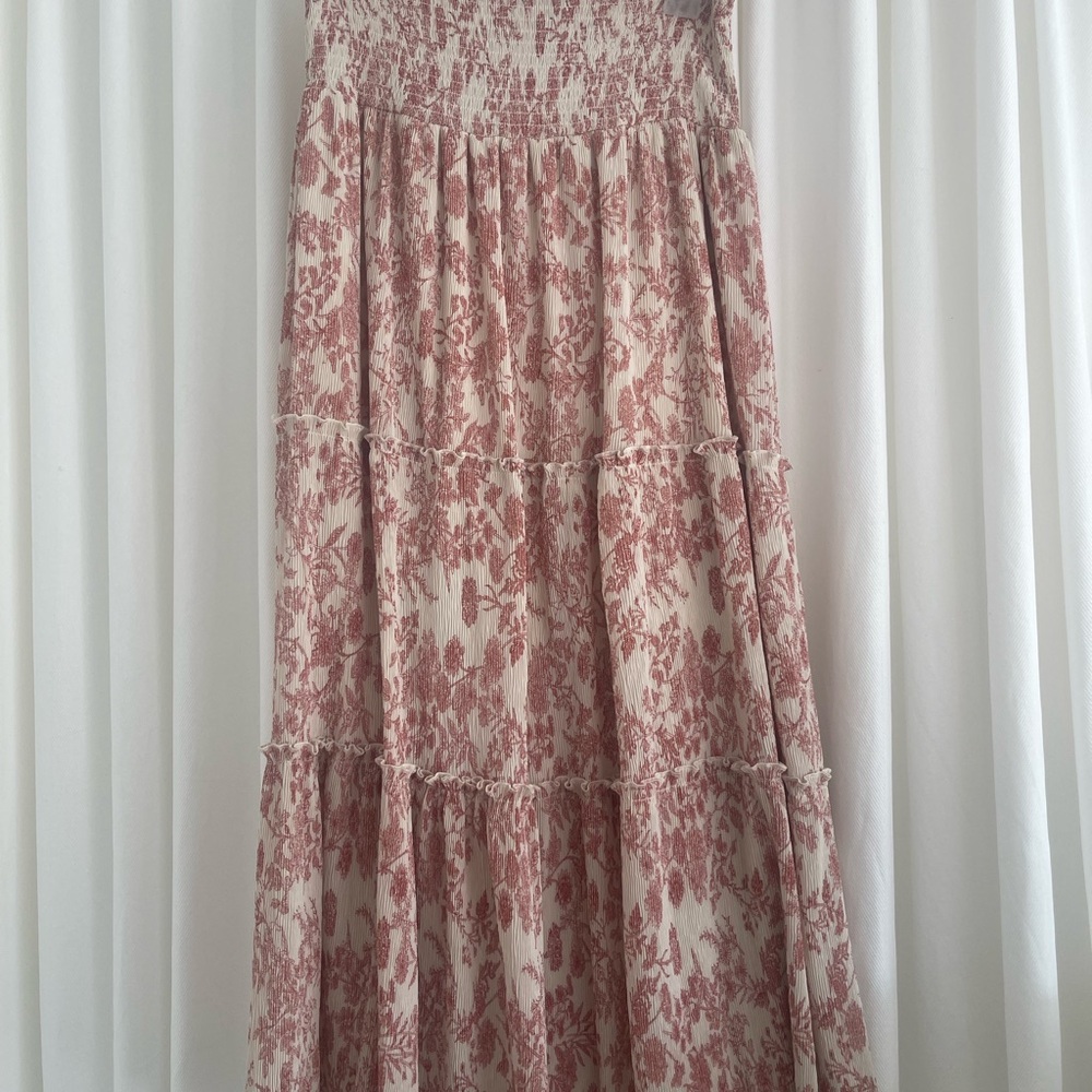 Floral Print Maxi Skirt/ strapless dress